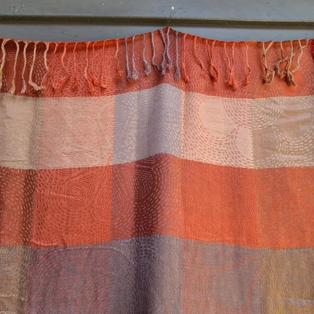 Color Block Pashmina Red, Gold, Taupe, Rust